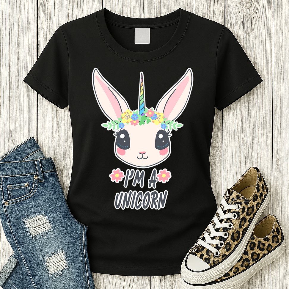 I'm A Unicorn Easter Bunny Funny Cute Womens T-Shirt