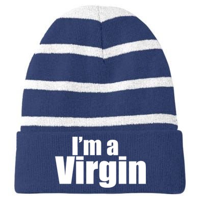 I'm A Virgin Striped Beanie with Solid Band