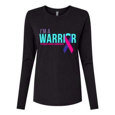 I'm a Warrior Thyroid Cancer Awareness Womens Cotton Relaxed Long Sleeve T-Shirt