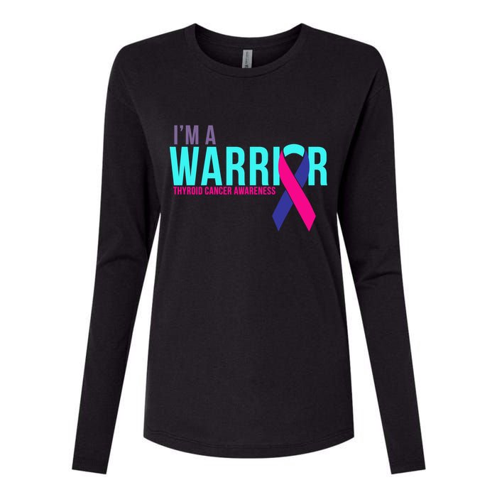 I'm a Warrior Thyroid Cancer Awareness Womens Cotton Relaxed Long Sleeve T-Shirt