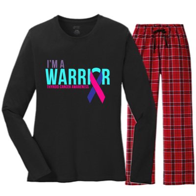 I'm a Warrior Thyroid Cancer Awareness Women's Long Sleeve Flannel Pajama Set 