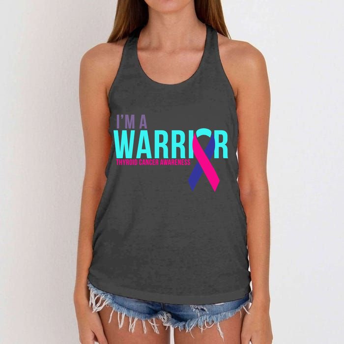 I'm a Warrior Thyroid Cancer Awareness Women's Knotted Racerback Tank