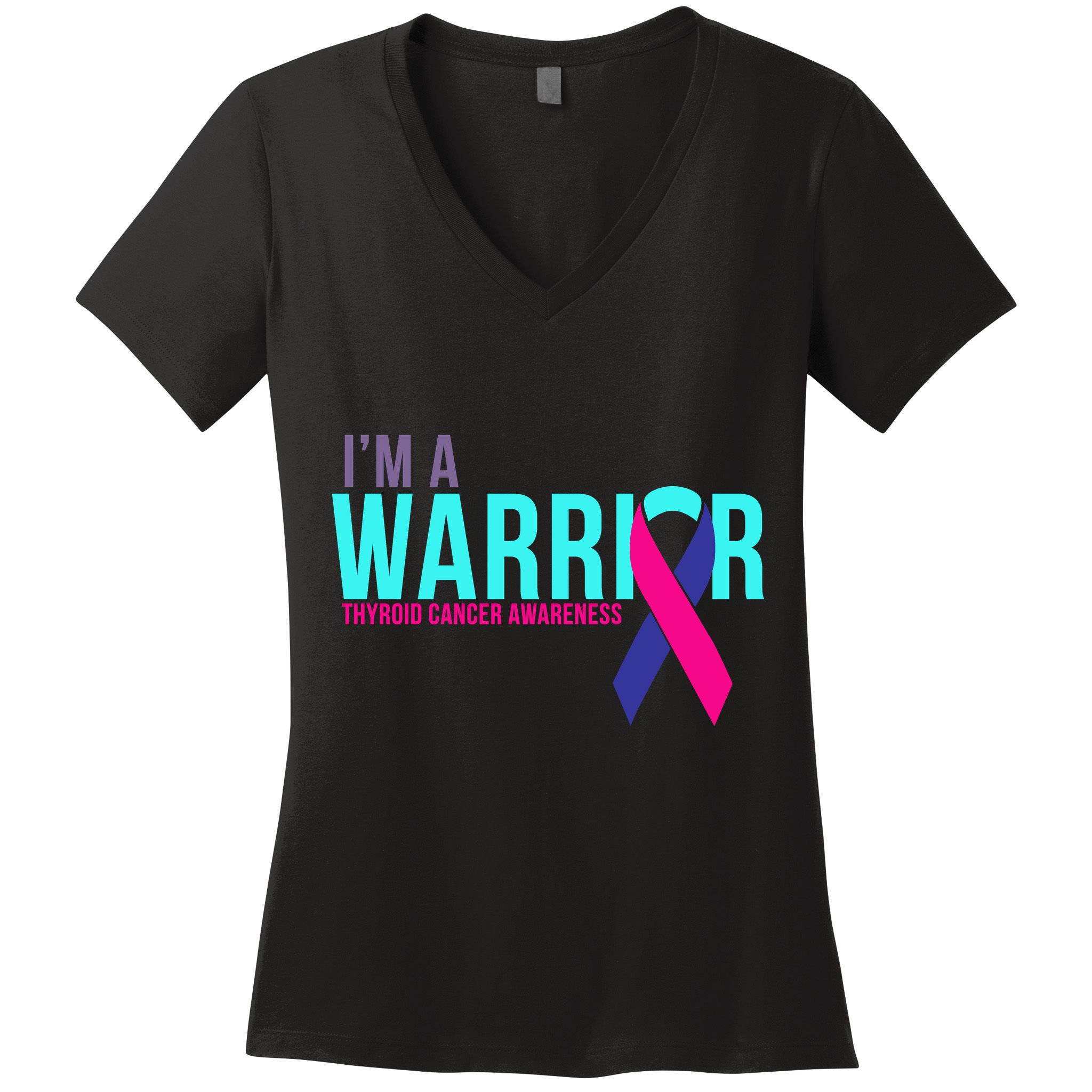 I'm a Warrior Thyroid Cancer Awareness Women's V-Neck T-Shirt