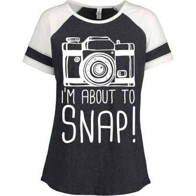 I'm About to Snap Funny Photographer Camera Enza Ladies Jersey Colorblock Tee