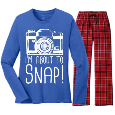 I'm About to Snap Funny Photographer Camera Women's Long Sleeve Flannel Pajama Set 