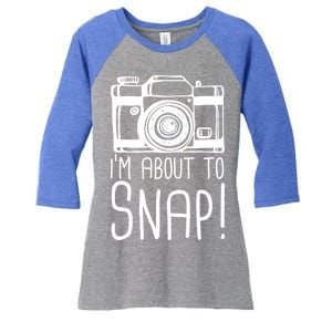 I'm About to Snap Funny Photographer Camera Women's Tri-Blend 3/4-Sleeve Raglan Shirt