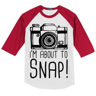 I'm About to Snap Funny Photographer Camera Kids Colorblock Raglan Jersey