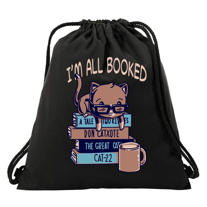 I'm All Booked Drawstring Bag