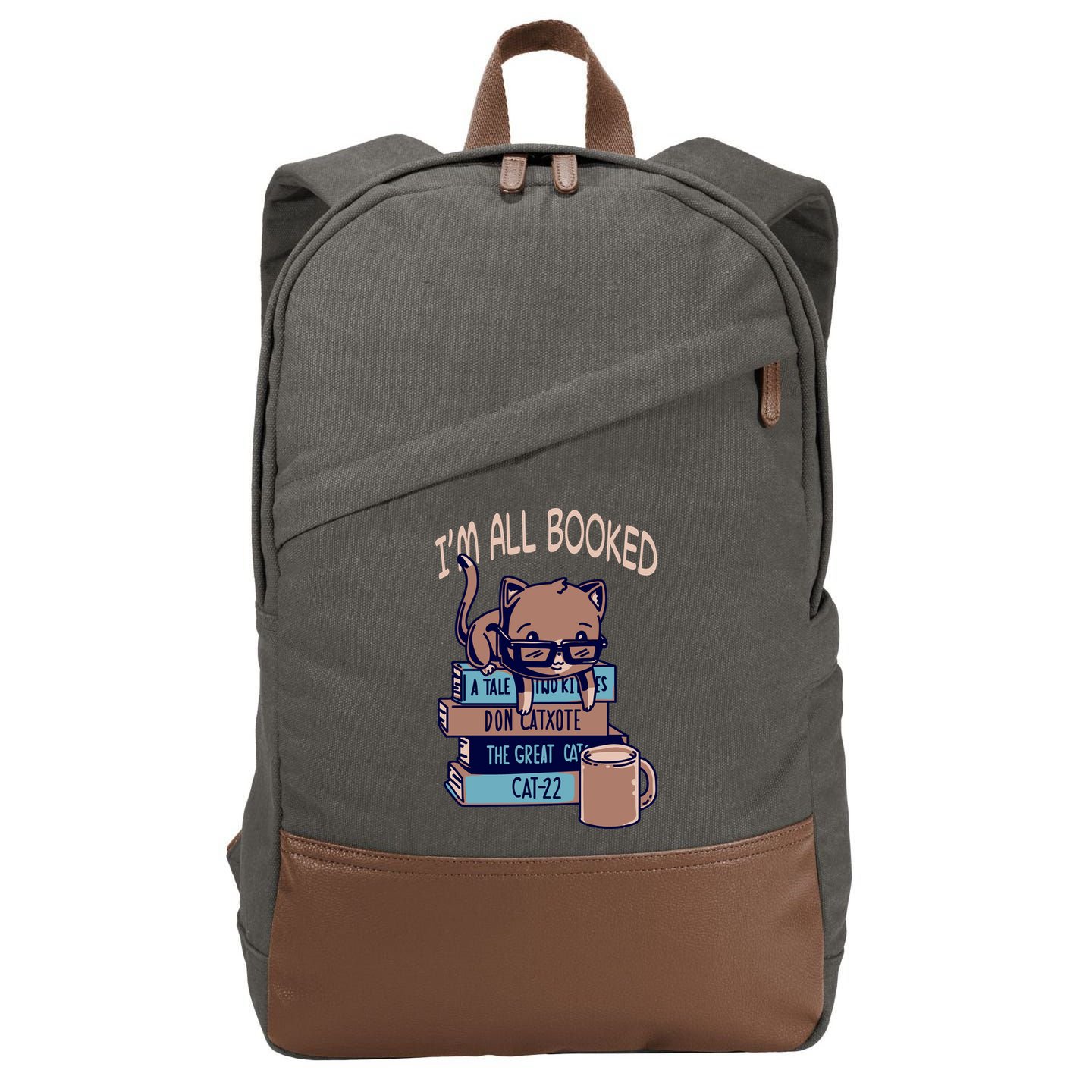 I'm All Booked Cotton Canvas Backpack