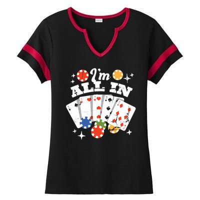 I'm All In Poker Cards Ladies Halftime Notch Neck Tee