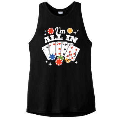 I'm All In Poker Cards Ladies PosiCharge Tri-Blend Wicking Tank