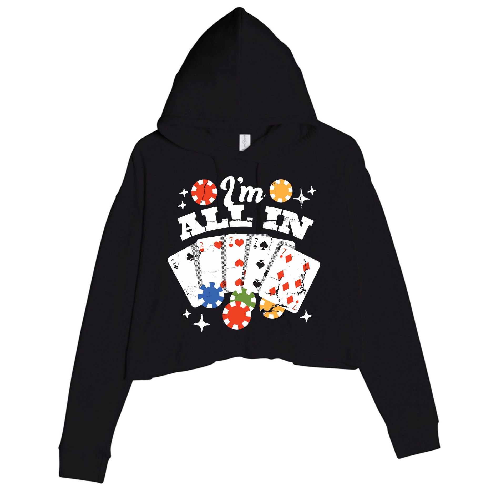 I'm All In Poker Cards Crop Fleece Hoodie