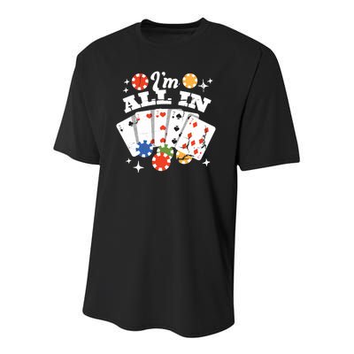 I'm All In Poker Cards Youth Performance Sprint T-Shirt