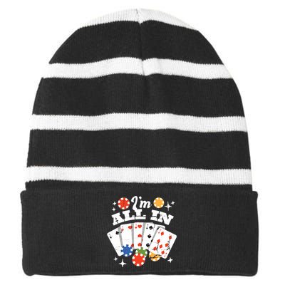 I'm All In Poker Cards Striped Beanie with Solid Band