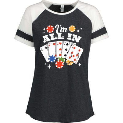 I'm All In Poker Cards Enza Ladies Jersey Colorblock Tee