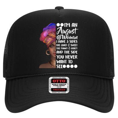 I'm An August Woman Cute Birthday High Crown Mesh Back Trucker Hat