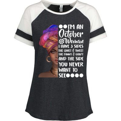 I'm an October Woman Enza Ladies Jersey Colorblock Tee