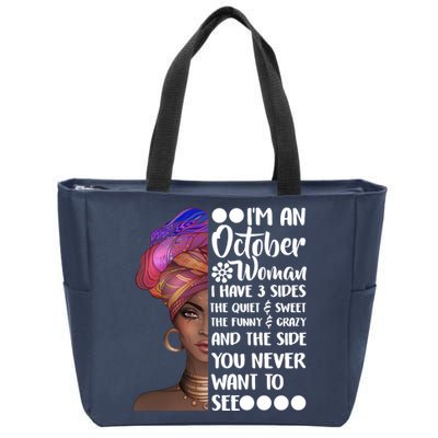 I'm an October Woman Zip Tote Bag