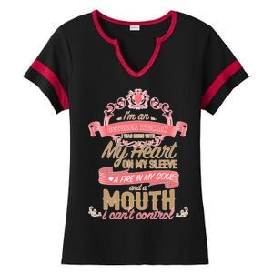 I'm An October Woman Heart Fire Soul Ladies Halftime Notch Neck Tee