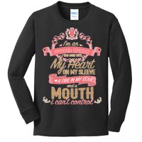 I'm An October Woman Heart Fire Soul Kids Long Sleeve Shirt