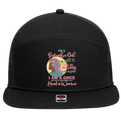 I'm An September Girl A Once In A Lifetime Woman 7 Panel Mesh Trucker Snapback Hat