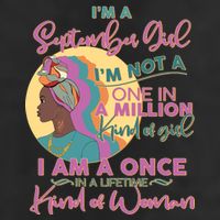 I'm An September Girl A Once In A Lifetime Woman 7 Panel Mesh Trucker Snapback Hat