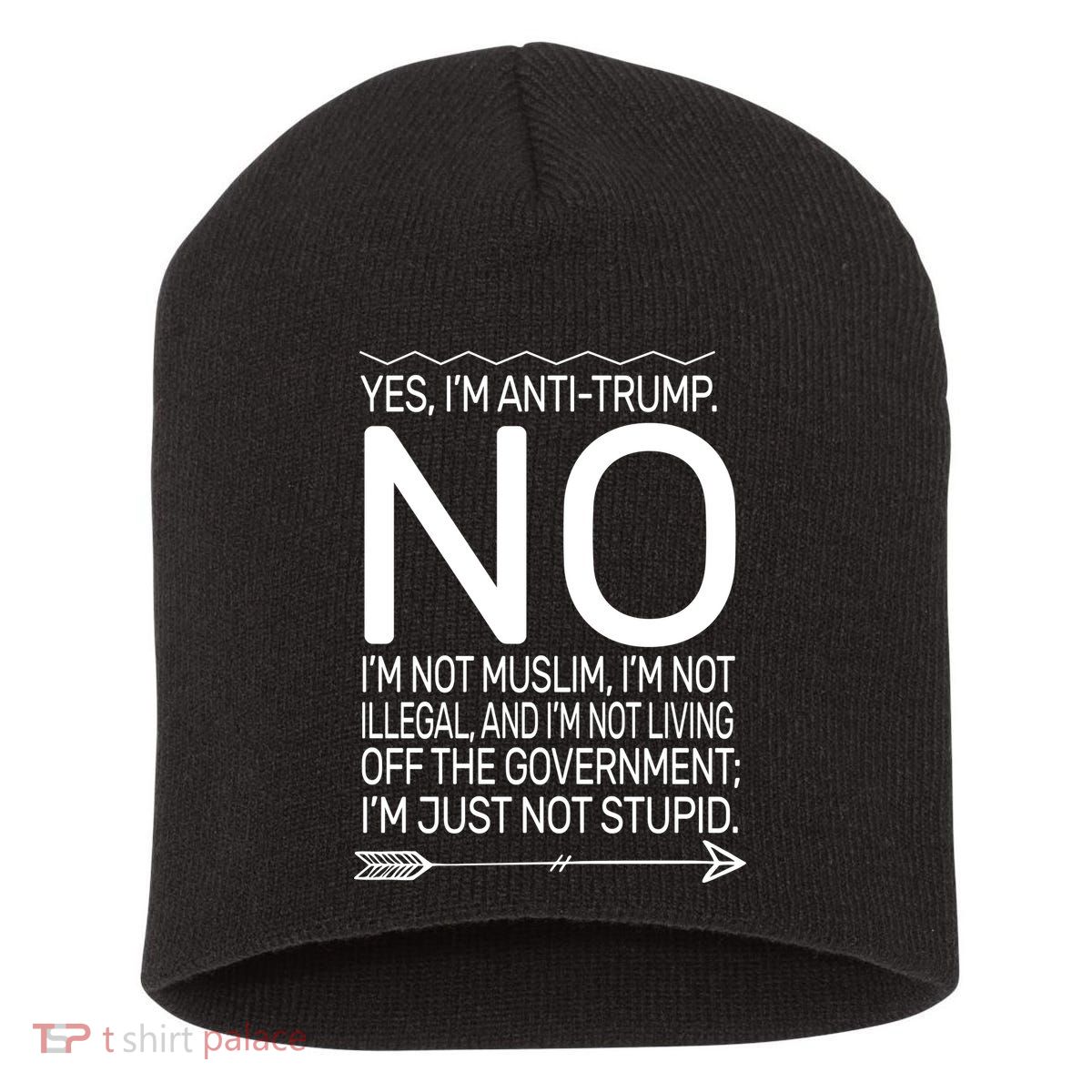 I'm Anti Trump Not Stupid Short Acrylic Beanie
