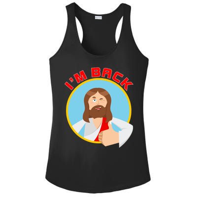 I'm Back Funny Easter Jesus He is Risen Ladies PosiCharge Competitor Racerback Tank