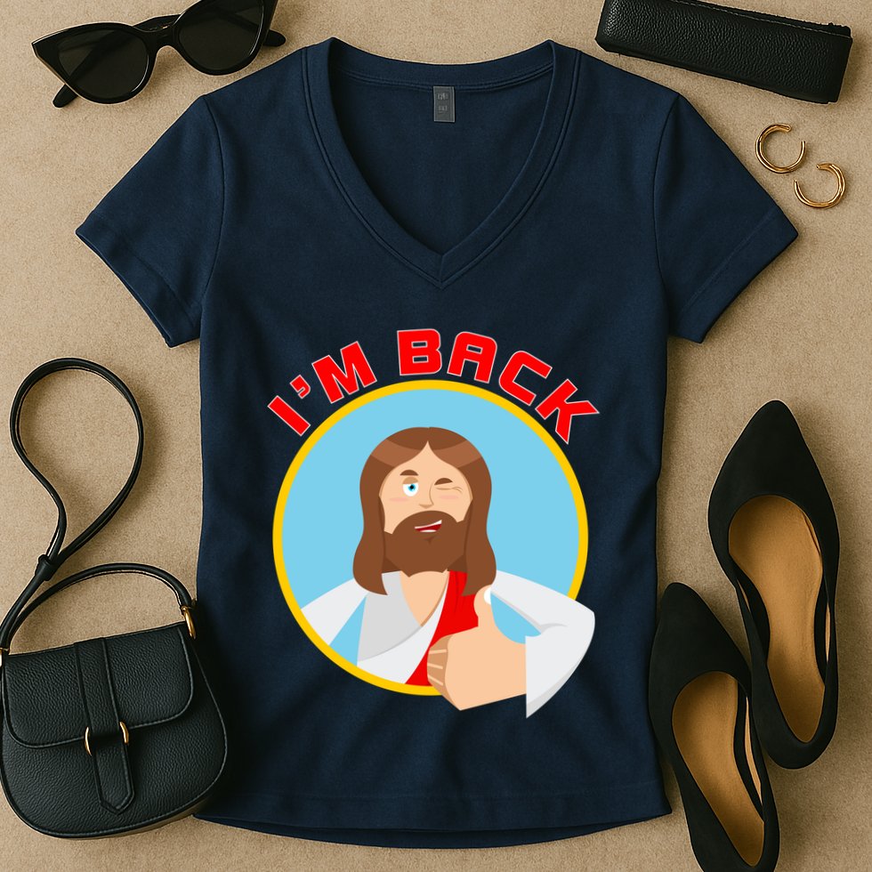 I'm Back Funny Easter Jesus He is Risen Women's V-Neck T-Shirt