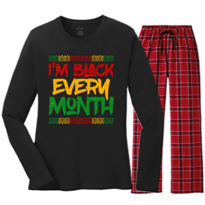 I'm Black Every Month Celebrating African American History Women's Long Sleeve Flannel Pajama Set 