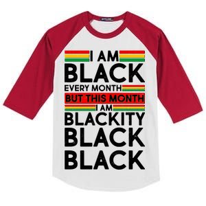 I'm Black Every Month Proud Black American Kids Colorblock Raglan Jersey