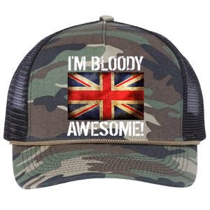 I'm Bloody Awesome British Union Jack Flag Retro Rope Trucker Hat Cap