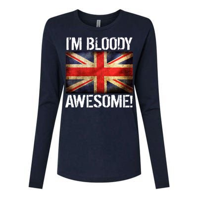 I'm Bloody Awesome British Union Jack Flag Womens Cotton Relaxed Long Sleeve T-Shirt