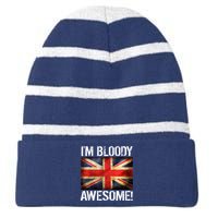 I'm Bloody Awesome British Union Jack Flag Striped Beanie with Solid Band