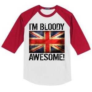 I'm Bloody Awesome British Union Jack Flag Kids Colorblock Raglan Jersey