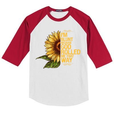 I'm Blunt Because God Rolled Me That Way Kids Colorblock Raglan Jersey