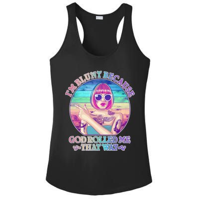 I'm Blunt Because God Rolled Me That Way Retro Tattoo Ladies PosiCharge Competitor Racerback Tank