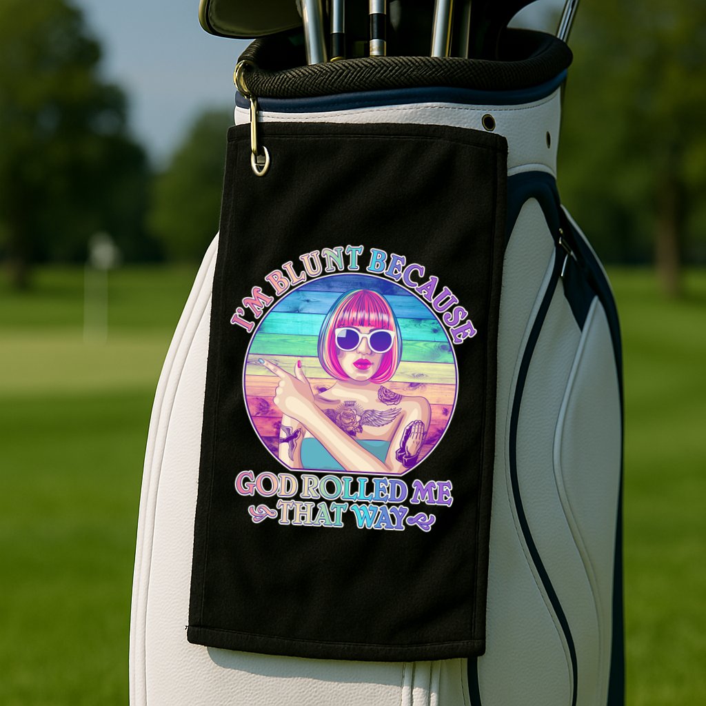 I'm Blunt Because God Rolled Me That Way Retro Tattoo Golf Towel
