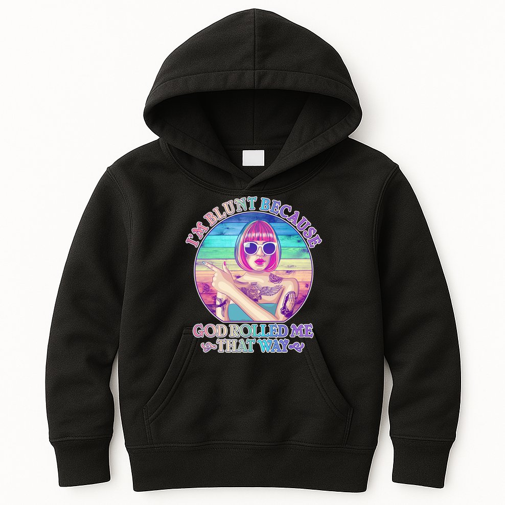 I'm Blunt Because God Rolled Me That Way Retro Tattoo Kids Hoodie