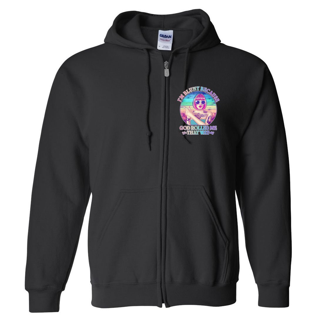 I'm Blunt Because God Rolled Me That Way Retro Tattoo Full Zip Hoodie