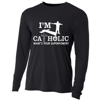 I'm Catholic Whats Your Superpower? Cooling Performance Long Sleeve Crew
