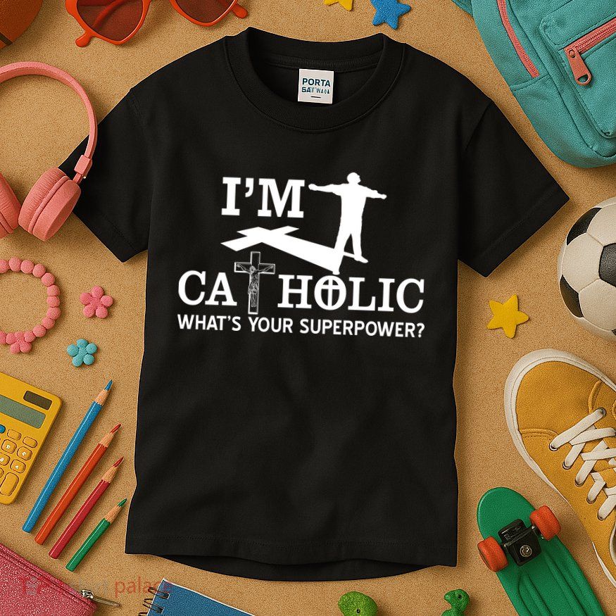 I'm Catholic Whats Your Superpower? Kids T-Shirt
