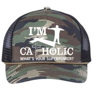 I'm Catholic Whats Your Superpower? Retro Rope Trucker Hat Cap