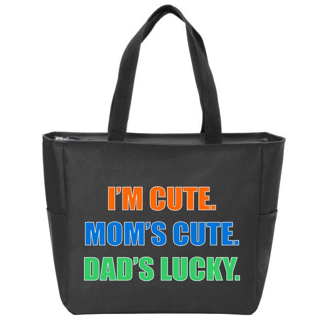 I'm Cute Mom's Cute Dad's Lucky Zip Tote Bag