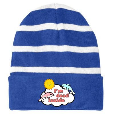 I'm Dead Inside Dolphins Striped Beanie with Solid Band