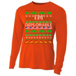 I'm Deplorable Donald Trump Ugly Christmas Sweater Design Cooling Performance Long Sleeve Crew