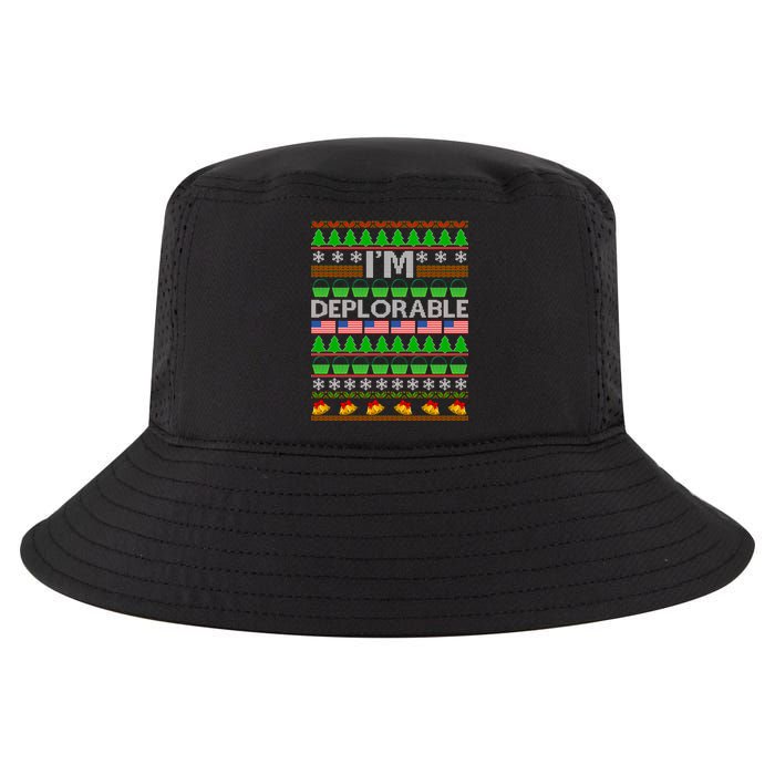 I'm Deplorable Donald Trump Ugly Christmas Sweater Design Cool Comfort Performance Bucket Hat