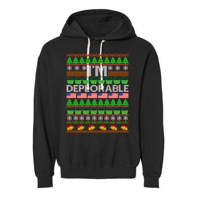 I'm Deplorable Donald Trump Ugly Christmas Sweater Design Garment-Dyed Fleece Hoodie