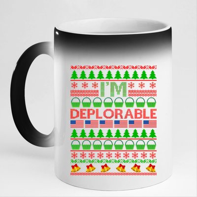 I'm Deplorable Donald Trump Ugly Christmas Sweater Design 11oz Black Color Changing Mug