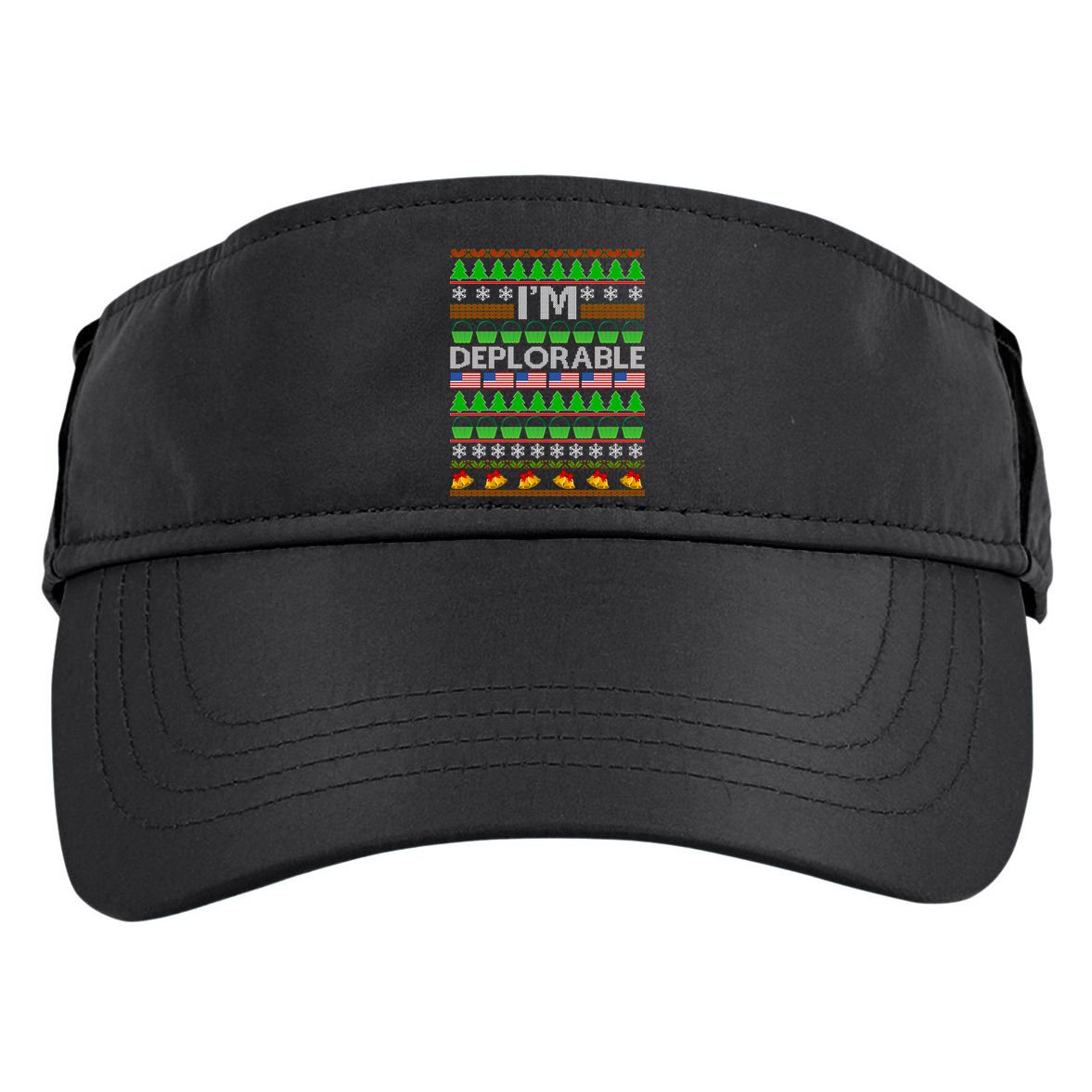 I'm Deplorable Donald Trump Ugly Christmas Sweater Design Adult Drive Performance Visor